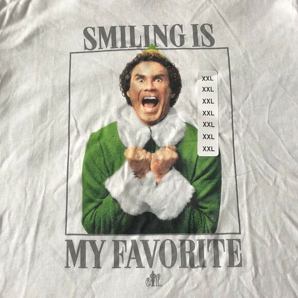 ELF Womens T-Shirt Size XXL Elf Smiling is my Favortite Christmas Holiday Shirt - Picture 3 of 4